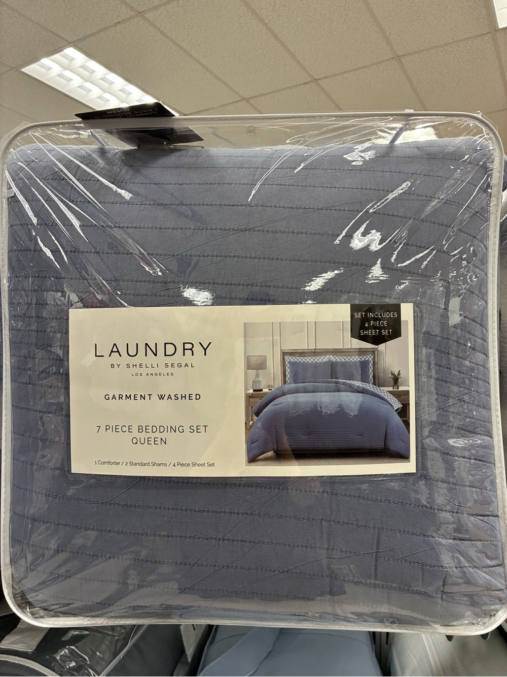 Laundry By Shelli Segal Garment Washed Queen Comforter Set - Blue